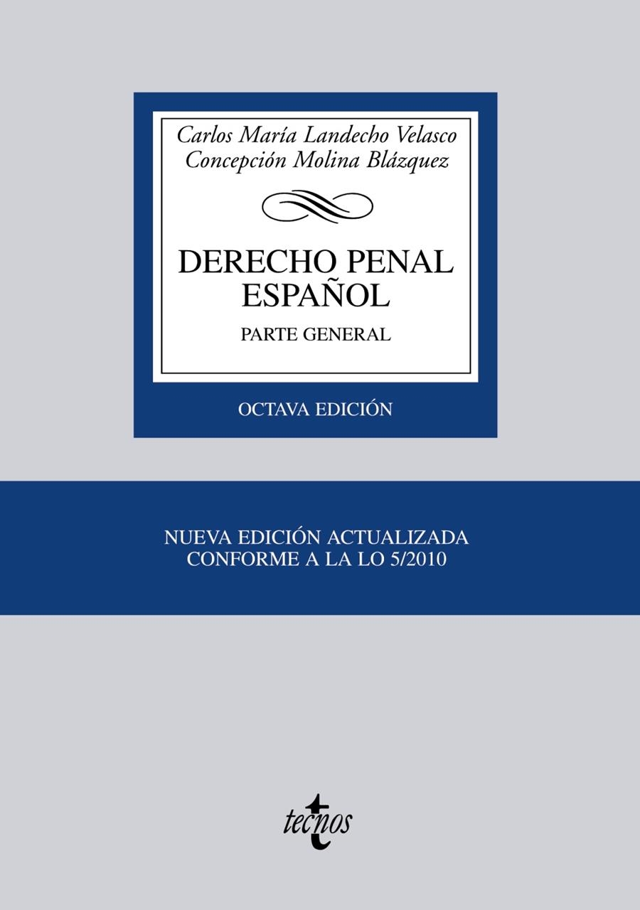 DERECHO PENAL ESPAÑOL: PARTE GENERAL | 9788430951932 | LANDECHO VELASCO, CARLOS MARIA/MOLINA BLAZQUEZ, CO