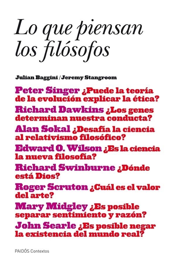 LO QUE PIENSAN LOS FILOSOFOS | 9788449325434 | BAGGINI, JULIAN & STANGROOM, JEREMY