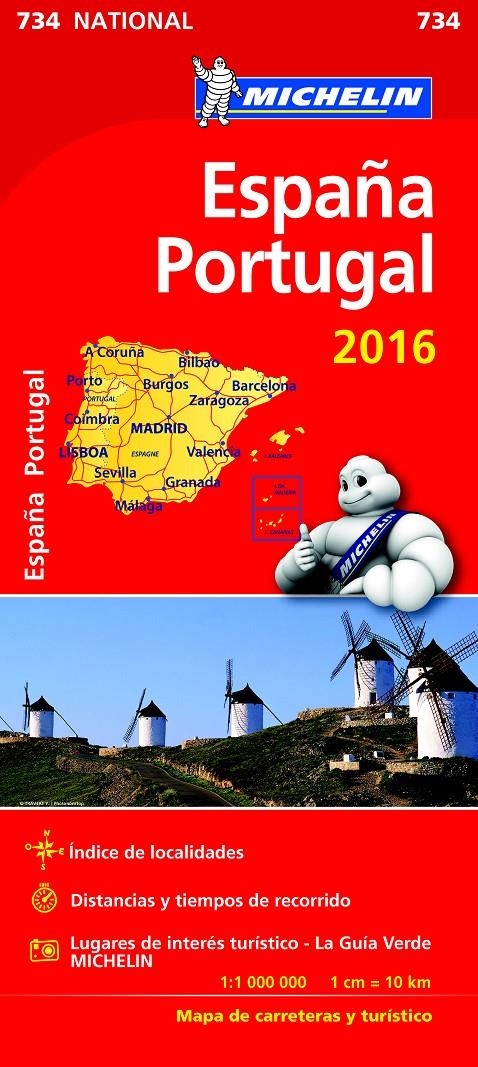 ESPAÑA PORTUGAL MAPA CARRETERES 734 | 9782067211339 | MICHELIN