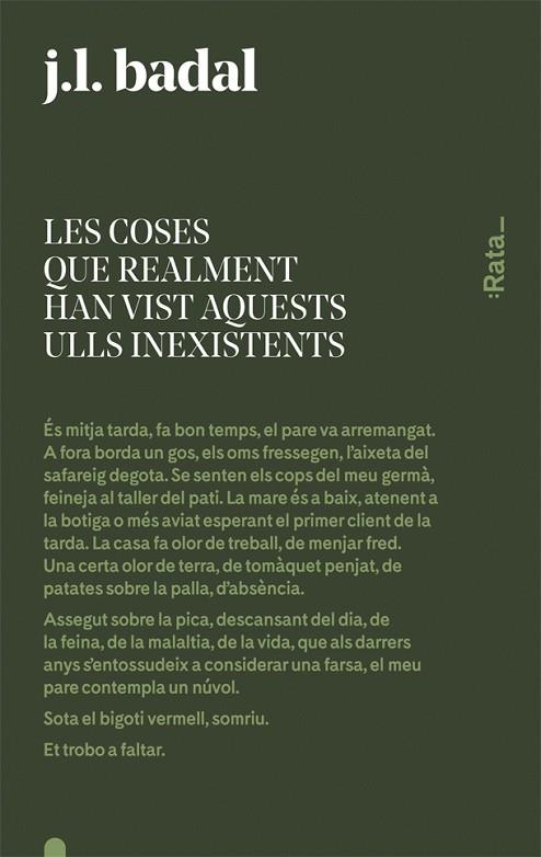 LES COSES QUE REALMENT HAN VIST AQUESTS ULLS INEXISTENTS | 9788416738144 | JOSEP LLUIS BADAL