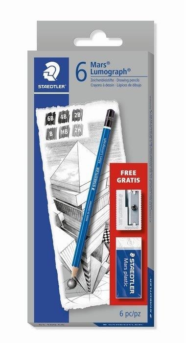 6 LLAPIS LUMOGRAPH CAIXA CARTRO & GOMA & MAQUINETA | 4007817611104 | STAEDTLER