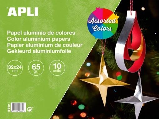 PAPER D'ALUMINI DE COLORS 32X24CM 10F COLORS VARIATS | 8410782166498 | APLI