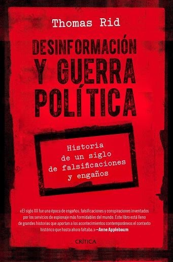 Desinformación y guerra política | 9788491992776 | Thomas Rid