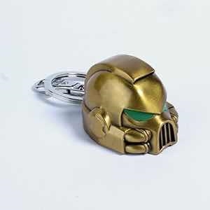 SPACE MARINE MKVII HELMET GOLD KEYRING CLAUER METAL·LIC | 3760226377047 | WARHAMMER 40.000