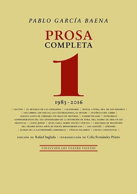 Prosa completa 01 | 9788418818967 | PABLO GARCIA BAENA