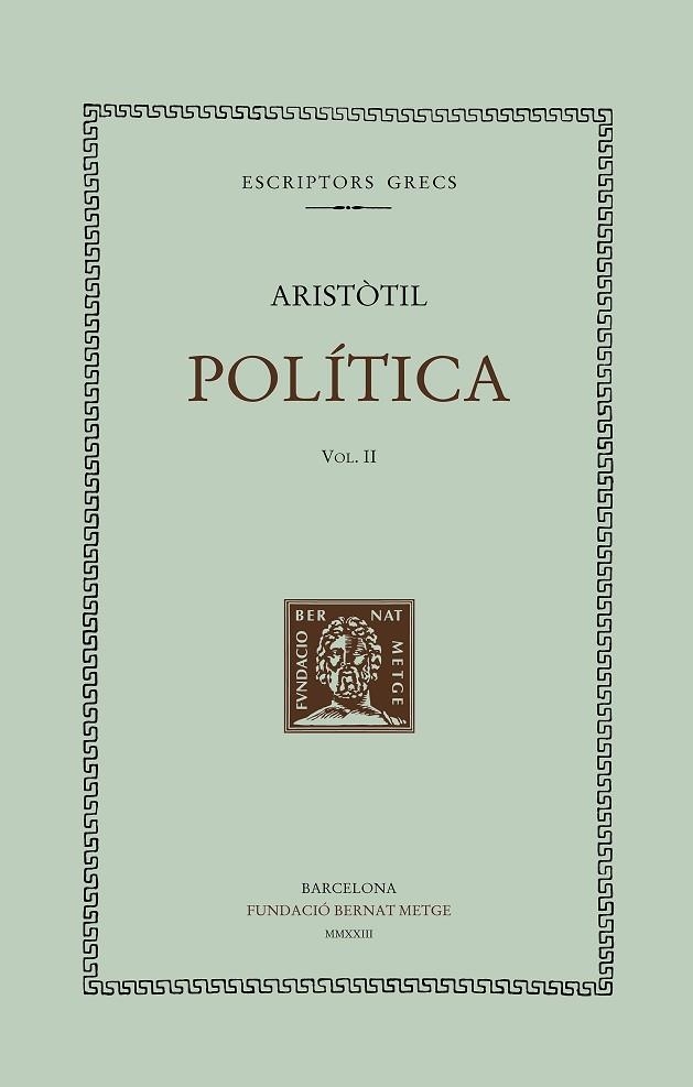 POLÍTICA VOL. II | 9788498594089 | ARISTÒTIL