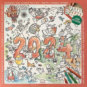 CALENDARI PER ACOLORIR MES A MES + 200 STICKERS 2024 | 8424455240118 | SALMONETE DESIGN