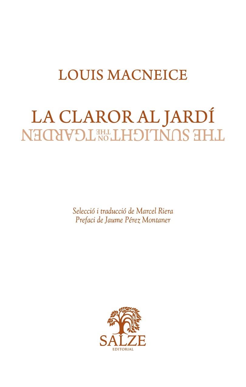 LA CLAROR AL JARDÍ | 9788409481880 | LOUIS MACNEICE