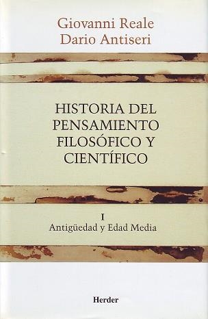 HISTORIA DEL PENSAMIENTO FILOSOFICO Y CIENTIFICO TOMO I | 9788425415876 | REALE, GIOVANNI/ANTISERI, DARIO